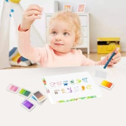 A set of 6 washable stamp ink pads in 24 colors