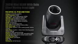 300W Mini BEAM With Halo Effect Moving Head Light 14R Beam Wah Zoom Sharpy 19Channels 48 Rotating Prisms DMX Stage DJ Lights