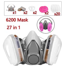 27in1 6200 Half Face Dust Gas Mask Respirator For Industrial Paint Spray Chemical Organic Vapor With Filters Protection