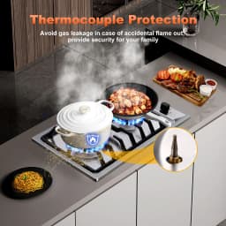 12 Inch 2-Burner Dual Fuel NG/LPG Gas Stove | Built-in for RV, Camping & Kitchen | Thermocouple Protection | Stainless Steel
