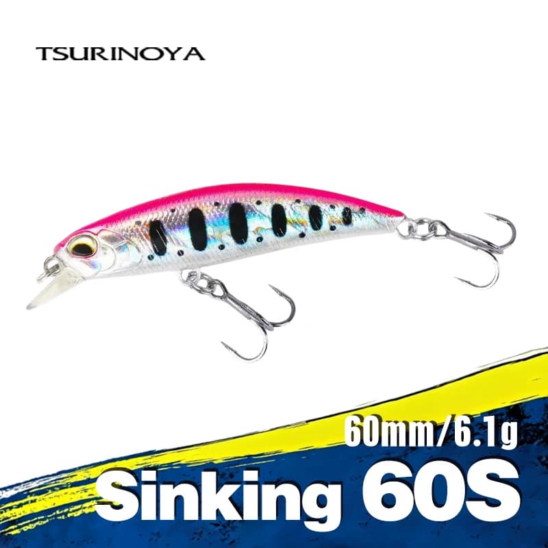TSURINOYA 60S Sinking Minnow Fishing Lure DW67 60mm 6.1g Artificial Hard Bait Pike Bass Trout Jerkbait River Wobbler Crankbait