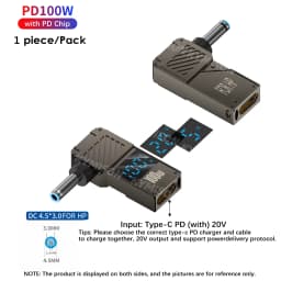 Type C to 4.5x3.0mm Plug Converter 100W USB C PD Fast Charging Cable for HP / Dell Laptop Charger DC 4.5*3.0
