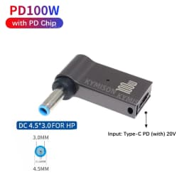 Type C to 4.5x3.0mm Plug Converter 100W USB C PD Fast Charging Cable for HP / Dell Laptop Charger DC 4.5*3.0