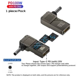Type C to 4.5x3.0mm Plug Converter 100W USB C PD Fast Charging Cable for HP / Dell Laptop Charger DC 4.5*3.0