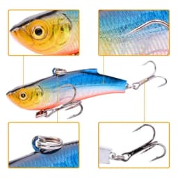1 PCS 7 CM / 17.8g Winter Hard Sea Fishing Lure VIB 3D Bait Eyes The Swivel Diving Jig Wing Wobbler Pesca Crank Lures Swimbait
