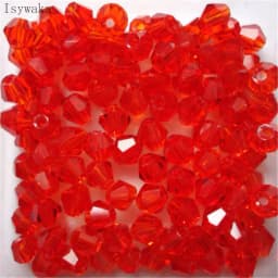 Isywaka Red Half AB 100pcs 4mm Bicone Austria Crystal Beads Charm Glass Beads Loose Spacer Bead for DIY Jewelry Making