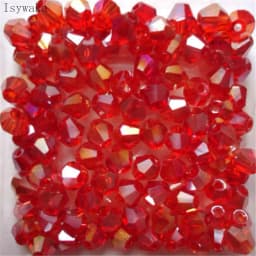 Isywaka Red Half AB 100pcs 4mm Bicone Austria Crystal Beads Charm Glass Beads Loose Spacer Bead for DIY Jewelry Making