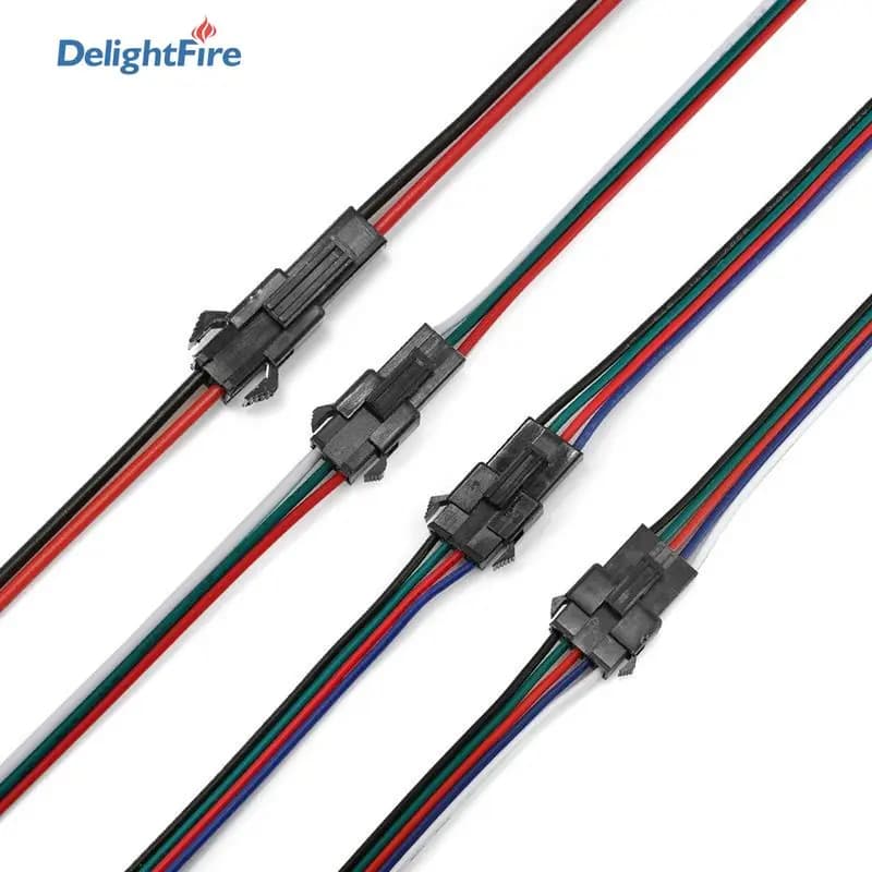 SM RGB LED Strip Connector 22 20AWG 2 3 4 5 6pin 5 10 50 100pair Male Female Wire JST Connector For 3528 5050 RGB RGBW LED Strip