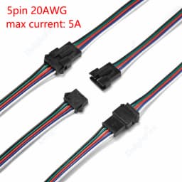 SM RGB LED Strip Connector 22 20AWG 2 3 4 5 6pin 5 10 50 100pair Male Female Wire JST Connector For 3528 5050 RGB RGBW LED Strip