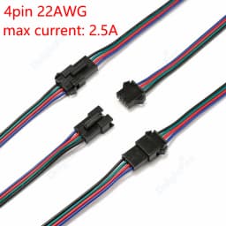 SM RGB LED Strip Connector 22 20AWG 2 3 4 5 6pin 5 10 50 100pair Male Female Wire JST Connector For 3528 5050 RGB RGBW LED Strip