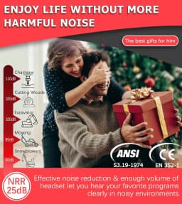 PROHEAR Bluetooth 5.3 Headphones SNR 30dB Hearing Protection Earphone Noise Reduction Safety Ear Muffs 4H Recharg 120H Playtime