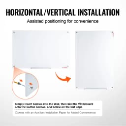 SucceBuy Magnetic Glass Whiteboard 36"x24"/48"x32"/72"x36" Dry Erase Board Wall-Mount Large Frameless Glassboard for School Office