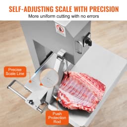 SucceBuy Commercial Electric Meat Bandsaw Stainless Steel Vertical Bone Sawing Frozen Meat Cutter with 6 Blades for Pork Beef