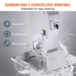 SucceBuy Commercial Electric Meat Bandsaw Stainless Steel Vertical Bone Sawing Frozen Meat Cutter with 6 Blades for Pork Beef