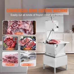 SucceBuy Commercial Electric Meat Bandsaw Stainless Steel Vertical Bone Sawing Frozen Meat Cutter with 6 Blades for Pork Beef