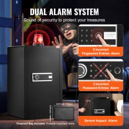 SucceBuy Single Door 4.0 cu.ft Safe Box w/ Key Lock Password & Fingerprint Safe Lock Box with Fireproof Bag Key Rack & LED Light