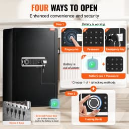 SucceBuy Single Door 4.0 cu.ft Safe Box w/ Key Lock Password & Fingerprint Safe Lock Box with Fireproof Bag Key Rack & LED Light
