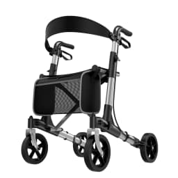 Foldable Rollator Walker With Seat, Walker For Seniors With Durable Aluminum, 8" Big Wheels For All Terrain
