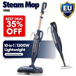 INSE VM6 Steam Mop Cleaner with Rotating Mop Pad 1300W Powerful Floor Steamer 10 in 1 Lightweight Spin Mop for Home Hardwood Laminate Tile