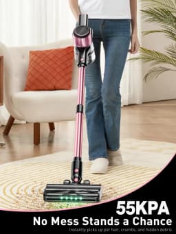 Cordless Vacuum Cleaner, 55Kpa/600W/45min 10 in 1 Powerful Stick Vacuum Cleaner for Home Pet Hair/Hard Floor/Carpet