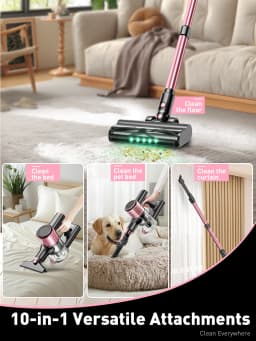 Cordless Vacuum Cleaner, 55Kpa/600W/45min 10 in 1 Powerful Stick Vacuum Cleaner for Home Pet Hair/Hard Floor/Carpet