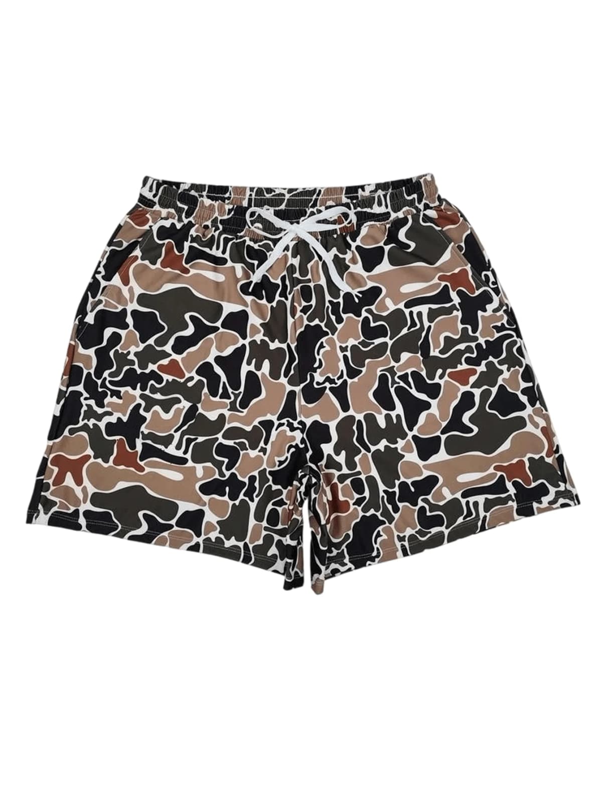 Men's Drawstring Camo Shorts,Summer Casual Beach Stretch Shorts