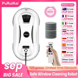 PuRuiKai AI Window Cleaning Robot Smart Automatic Cleaner Streak-Free for Windows/Tiles/Glass Doors Self-Cleaning Ultra Quiet