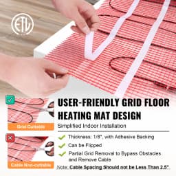 SucceBuy Floor Heating Mat 20 Sq. ft Electric Radiant In-Floor Heated Warm System Adhesive Back for Easy Installation on Floor
