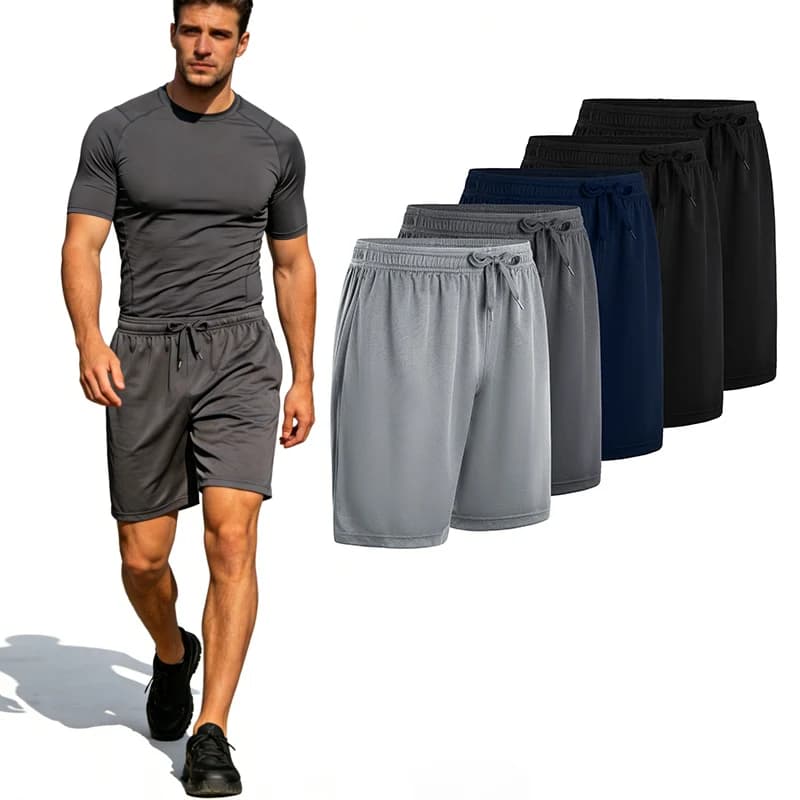 5-Piece Men's Casual Shorts with Drawstring Waistband, Breathable Fabric, Available in Multiple Colors - Ideal Choice for Summer