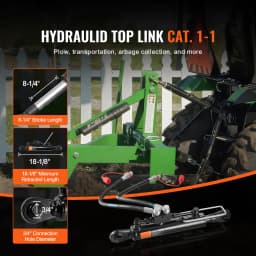 SucceBuy Hydraulic Top Link Cat.1-1 Hydraulic Cylinder with 2 Hoses&G3/8" Check Valve High-Sealing Check Valve Easy Installation
