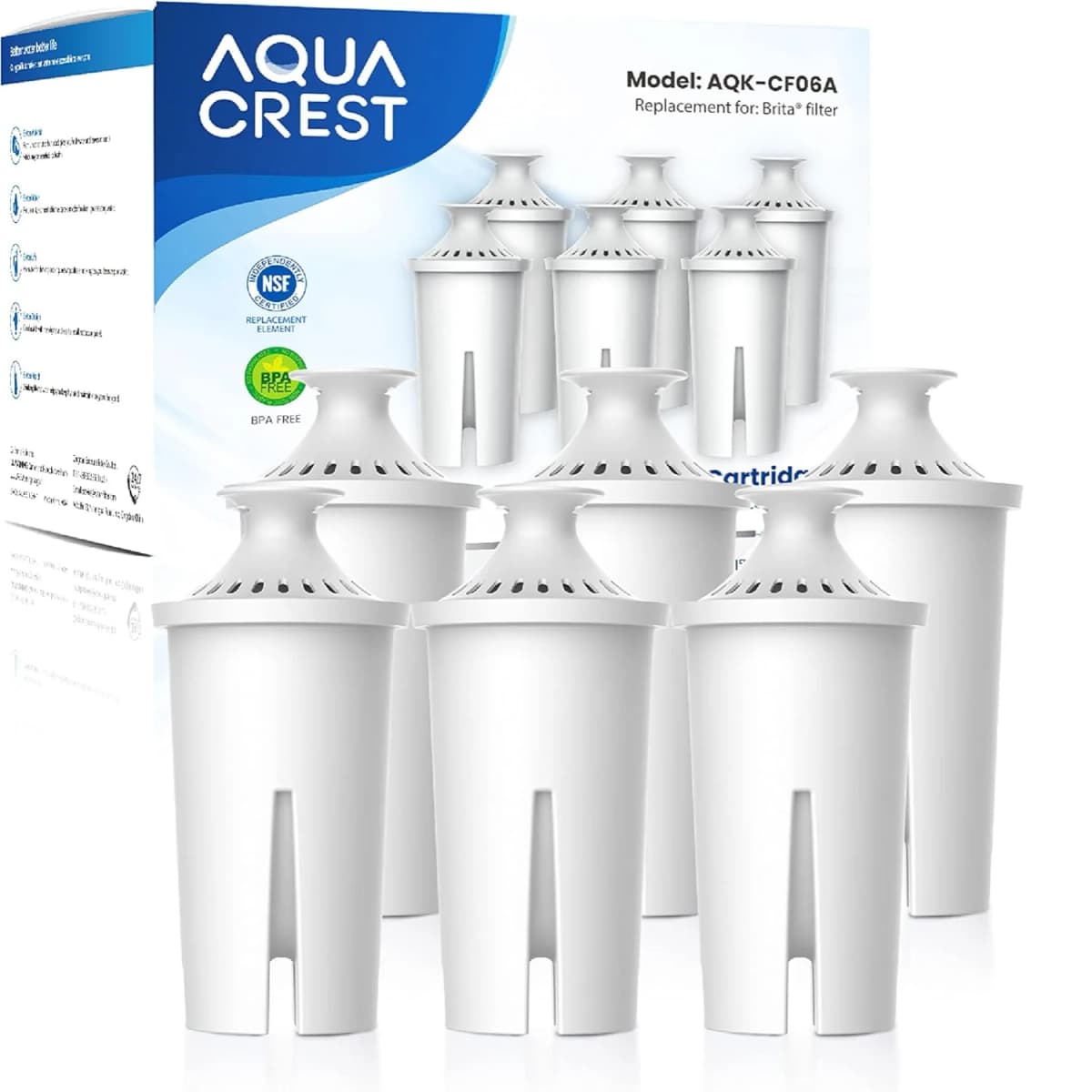 AQUA CREST Replacement for Brita® Filter, Brita® Water Pitchers and Dispensers, Classic OB03, Mavea® 107007, and More