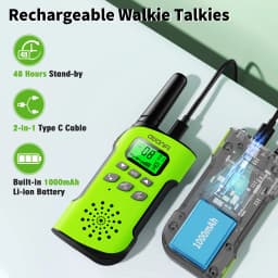 AWANFI Walkie Talkies 4 Packs Rechargeable for kids, Long Range Flashlight 8 Channel, USB Type C for Camping, Hiking, Gifts
