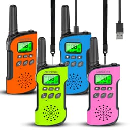 AWANFI Walkie Talkies 4 Packs Rechargeable for kids, Long Range Flashlight 8 Channel, USB Type C for Camping, Hiking, Gifts