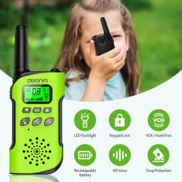 AWANFI Walkie Talkies 4 Packs Rechargeable for kids, Long Range Flashlight 8 Channel, USB Type C for Camping, Hiking, Gifts