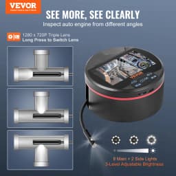 SucceBuy Triple Lens Endoscope Camera 4.3" IPS Screen Inspection Camera with IP67 Waterproof Borescope for Automotive Plumbing