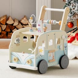 Robotime Robud Wooden Baby Walker Baby Push Along Activity Walkers with Wheels Multifunctional Baby Walker Gift for Boy Grils