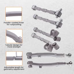 6-Piece Adjustable Lateral Traling Arm Link Kit for Subaru Impreza WRX Rear Suspension Adjustable for STi GDA 02-07 Rear Full Set New
