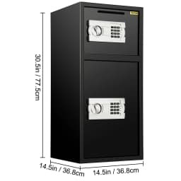 SucceBuy 33" Double Door Safe Deposit Box Secret Hidden Piggy Bank Steel Separate Storage Space Electronic Lock for Office Home