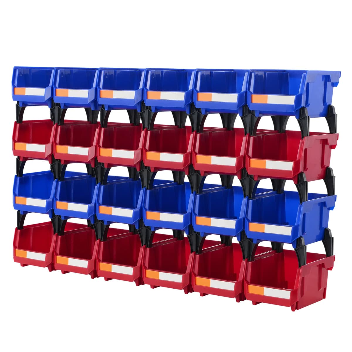 SucceBuy Storage Bin 24pcs Stackable Organizer Bin 5x4*3inch Freestanding Tiered Shelf for Garage Hanging Stacking Container