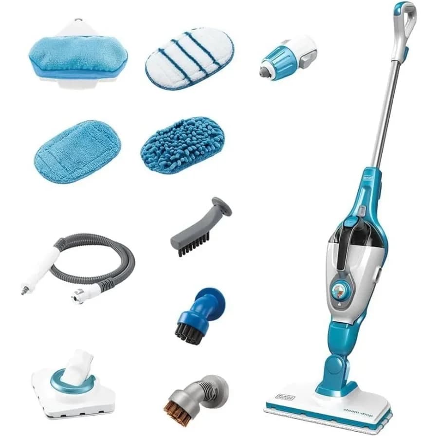 7in1 Steam Mop with SteamGlove Handheld Steamer for Home Cleaning Black and Silver Advanced Steam Technology for Deep Sanitizat