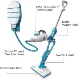 7in1 Steam Mop with SteamGlove Handheld Steamer for Home Cleaning Black and Silver Advanced Steam Technology for Deep Sanitizat
