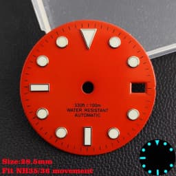 28.5mm Aseptic Dial Suitable for NH34/NH35/NH36 Movement Blue-Green Luminous Dial Replacement Part Watch Watches Dial