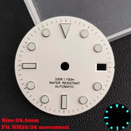 28.5mm Aseptic Dial Suitable for NH34/NH35/NH36 Movement Blue-Green Luminous Dial Replacement Part Watch Watches Dial