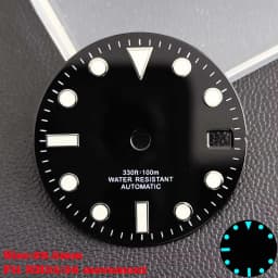 28.5mm Aseptic Dial Suitable for NH34/NH35/NH36 Movement Blue-Green Luminous Dial Replacement Part Watch Watches Dial