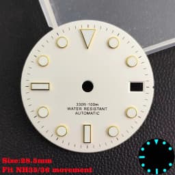 28.5mm Aseptic Dial Suitable for NH34/NH35/NH36 Movement Blue-Green Luminous Dial Replacement Part Watch Watches Dial