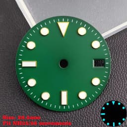 28.5mm Aseptic Dial Suitable for NH34/NH35/NH36 Movement Blue-Green Luminous Dial Replacement Part Watch Watches Dial