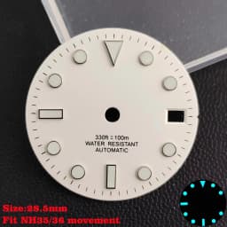 28.5mm Aseptic Dial Suitable for NH34/NH35/NH36 Movement Blue-Green Luminous Dial Replacement Part Watch Watches Dial