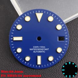 28.5mm Aseptic Dial Suitable for NH34/NH35/NH36 Movement Blue-Green Luminous Dial Replacement Part Watch Watches Dial