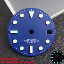 28.5mm Aseptic Dial Suitable for NH34/NH35/NH36 Movement Blue-Green Luminous Dial Replacement Part Watch Watches Dial