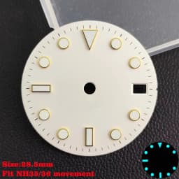 28.5mm Aseptic Dial Suitable for NH34/NH35/NH36 Movement Blue-Green Luminous Dial Replacement Part Watch Watches Dial